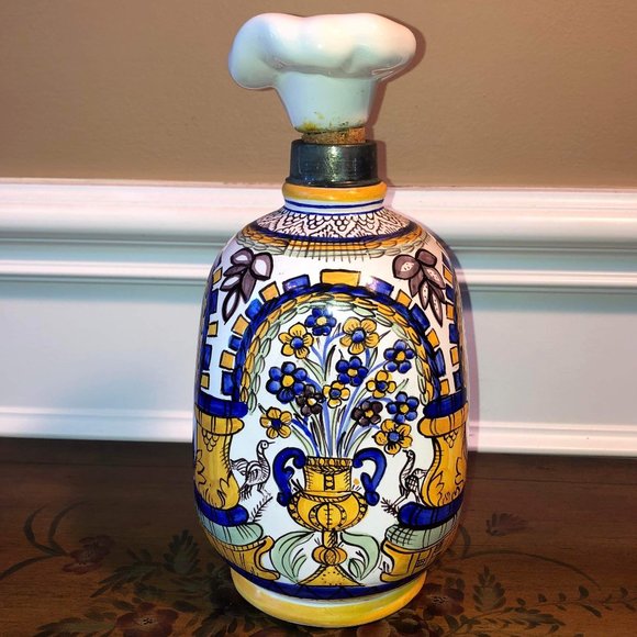 Hungarian pottery -Copie “Haban” hand painted 4 sided decorative porcelain jug